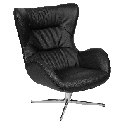 Black LeatherSoft Swivel Wing Chair, ZB-WING-BK-LEA-GG