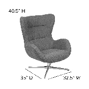 Gray Fabric Swivel Wing Chair, ZB-WING-GR-FAB-GG