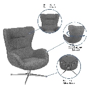 Gray Fabric Swivel Wing Chair, ZB-WING-GR-FAB-GG