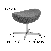 Gray Fabric Saddle Wing Ottoman, ZB-WING-GR-OTT-FAB-GG