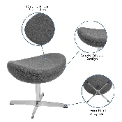 Gray Fabric Saddle Wing Ottoman, ZB-WING-GR-OTT-FAB-GG