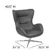 Gray LeatherSoft Swivel Wing Chair, ZB-WING-GY-LEA-GG