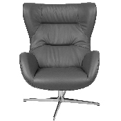 Gray LeatherSoft Swivel Wing Chair, ZB-WING-GY-LEA-GG