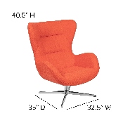 Orange Fabric Swivel Wing Chair, ZB-WING-ORG-FAB-GG