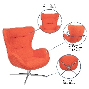Orange Fabric Swivel Wing Chair, ZB-WING-ORG-FAB-GG