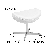 White LeatherSoft Saddle Wing Ottoman, ZB-WING-WH-OTT-LEA-GG