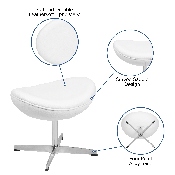 White LeatherSoft Saddle Wing Ottoman, ZB-WING-WH-OTT-LEA-GG