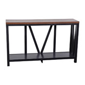 Charlotte Farmhouse 2-Tier Console Accent Table - Black Finish Engineered Wood Frame - Walnut Finish Tabletop - For Entryway or Living Room, ZG-034-BK-WAL-GG