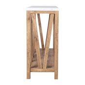 Charlotte Farmhouse 2-Tier Console Accent Table - Warm Oak Finish Engineered Wood Frame - Marble Finish Tabletop - For Entryway or Living Room, ZG-034-WOAK-MARB-GG