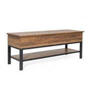 Wyatt Farmhouse Entryway Storage Bench with Lower Shelf Perfect for Entryway, Mudroom, or Bedroom in Rustic Oak, ZG-075-OAK-GG