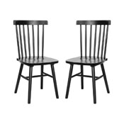 Ingrid Set of 2 Commercial Grade Windsor Dining Chairs, Solid Wood Armless Spindle Back Restaurant Dining Chairs in Black, ZH-8101WR-BK-2-GG