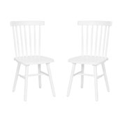 Ingrid Set of 2 Commercial Grade Windsor Dining Chairs, Solid Wood Armless Spindle Back Restaurant Dining Chairs in White, ZH-8101WR-WH-2-GG