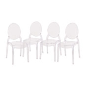 Revna Set of 4 Transparent Crystal Extra Wide Resin 700 LB. Weight Capacity Banquet & Event Ghost Chairs-Indoor/Outdoor Use, ZH-GHOST-OVR-4-GG
