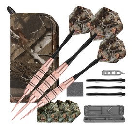 Fat Cat Realtree Hardwoods HD Steel Tip Darts 23gm and Casemaster Realtree Hardwoods Deluxe Camouflage Dart Case, 20-9994