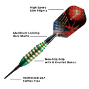 Viper Atomic Bee Green Soft Tip Darts 16gm, 20-1354-16