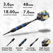 Viper Black Ice Blue Soft Tip Darts 18gm, 20-1702-18
