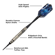 Viper Silver Thunder Soft Tip Darts 2 Knurled Rings 18 Grams, 20-3702-18