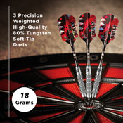 Viper Bully Tungsten Soft Tip Darts 3 Knurled Rings 18gm, 21-3175-18