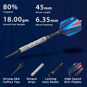 Viper Sidewinder Tungsten Soft Tip Darts Ringed Barrel 18 Grams, 21-3225-18