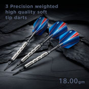 Viper Sidewinder Tungsten Soft Tip Darts Ringed Barrel 18 Grams, 21-3225-18