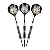 Elkadart Lone Wolf Steel Tip Darts Silver With Black Knurling, 22-0430