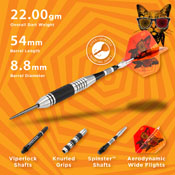 Viper The Freak Steel Tip Darts Knurled and Grooved Barrel 22 Grams, 22-1704-22