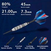 Viper Sidewinder Tungsten Steel Tip Darts 21 Grams, 23-1801-21