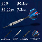 Viper Sidewinder Tungsten Steel Tip Darts 23 Grams, 23-1803-23