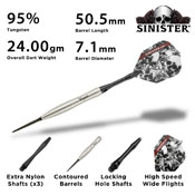 Viper Sinister Tungsten Steel Tip Darts 24 Grams, 23-3809-24