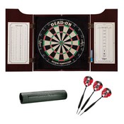 Viper Hudson Dartboard Cabinet, Viper Dead-On Bristle Dartboard, Viper Black Mariah Steel Tip Darts 22 Grams, and Viper Vinyl Dart Mat, 40-0220