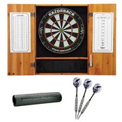 Viper Metropolitan Oak Steel Tip Dartboard Cabinet, Viper Razorback Sisal Dartboard, Viper Underground Raven Steel Tip Darts 25 Grams, and Viper Vinyl Dart Mat, 40-1011