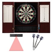 Viper Metropolitan Mahogany Steel Tip Dartboard Cabinet, Viper Dead-On Bristle Dartboard, Viper Underground Raven Steel Tip Darts 25 Grams, and Throw Line Light, 40-1015