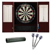 Viper Metropolitan Mahogany Steel Tip Dartboard Cabinet, Viper Dead-On Bristle Dartboard, Viper Underground Raven Steel Tip Darts 25 Grams, and Viper Vinyl Dart Mat, 40-1018