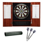 Viper Metropolitan Cinnamon Steel Tip Dartboard Cabinet, Viper Razorback Sisal Dartboard, Viper Underground Raven Steel Tip Darts 25 Grams, and Viper Vinyl Dart Mat, 40-1024