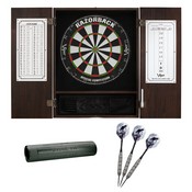 Viper Espresso Metropolitan Steel Tip Cabinet, Viper Razorback Sisal Dartboard, Viper Underground Raven Steel Tip Darts 25 Grams, and Viper Vinyl Dart Mat, 40-1035