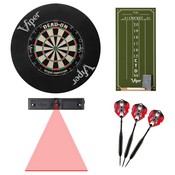 Viper Dead-On Bristle Dartboard, Viper Small Cricket Chalk Scoreboard, Viper Black Mariah Steel Tip Darts 22 Grams, Throw Line Light, and Viper Wall Defender, 40-1041