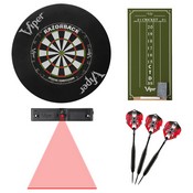 Viper Razorback Sisal/Bristle Dartboard with 22 Gram Steel Tip Darts, Throw Line Light, Round Wall Defender & Small Chalk Scoreboard, 40-1042
