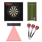 Viper Dead-On Bristle Dartboard, Viper Small Cricket Chalk Scoreboard, Viper Black Mariah Steel Tip Darts 22 Grams, Throw Line Light, and Viper Wall Defender II, 40-1045