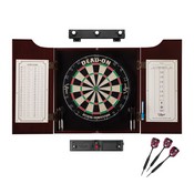 Viper Dead On Sisal Dartboard, Hudson Cabinet, Throw Line Light, Black Mariah Steel Tip Darts & Shadow Buster Dartboard Light Bundle, 40-1095
