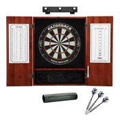 Viper Razorback Sisal Dartboard, Metropolitan Cinnamon Cabinet, Shadow Buster Dartboard Lights, Padded Dart Mat & Underground Raven Steel Tip Darts, 40-1159