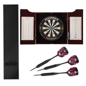 Viper Razorback Sisal Dartboard, Hudson Mahogany Cabinet, Padded Dart Mat & Black Mariah Steel Tip Darts, 42-0221