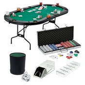 Fat Cat Texas Hold'em Table, 4-Deck Card Shoe, 500 Poker Chip Set, 2 Acrylic Chip Trays & Dice Cup Set, 55-0131