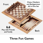 Mainstreet Classics 3-In-1 Wood Game / Chess - Checkers - Backgammon, 55-0202