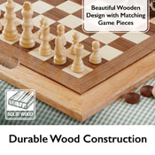 Mainstreet Classics 3-In-1 Wood Game / Chess - Checkers - Backgammon, 55-0202