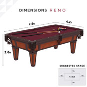 Fat Cat 7' Reno Billiard Table W/Play Pkg, 64-0126