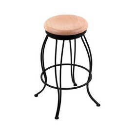 3000 Georgian 30" Swivel Bar Stool with Black Wrinkle Finish and Natural Oak Seat, 300030BWNatOak