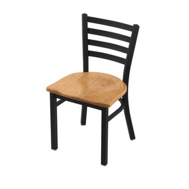 400 Jackie 18" Chair with Black Wrinkle Finish and Medium Oak Seat, 40018BWMedOak