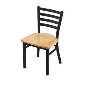400 Jackie 18" Chair with Black Wrinkle Finish and Natural Oak Seat, 40018BWNatOak