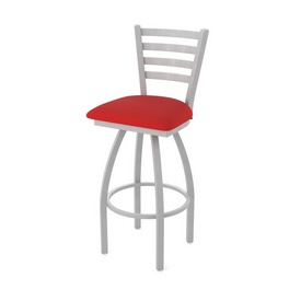 410 Jackie Swivel Stool with Anodized Nickel Finish and Canter Red Seat, AGS-41025AN011 410 Jackie Swivel Stool with Anodized Nickel Finish and Canter Red Seat, AGS-41025AN011