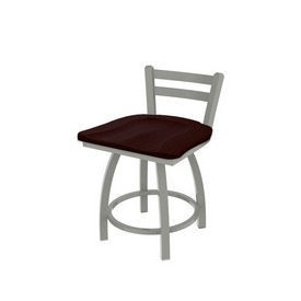 411 Jackie 18" Low Back Swivel Vanity Stool with Anodized Nickel Finish and Dark Cherry Oak Seat, 41118ANDCOak